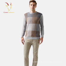 Suéter Intarsia de punto de cachemir estilo cuello redondo estilo básico para hombre